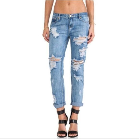 Free People One Teaspoon Awesome Baggie Jeans Distressed Boyfriend Straight leg - Picture 5 of 13